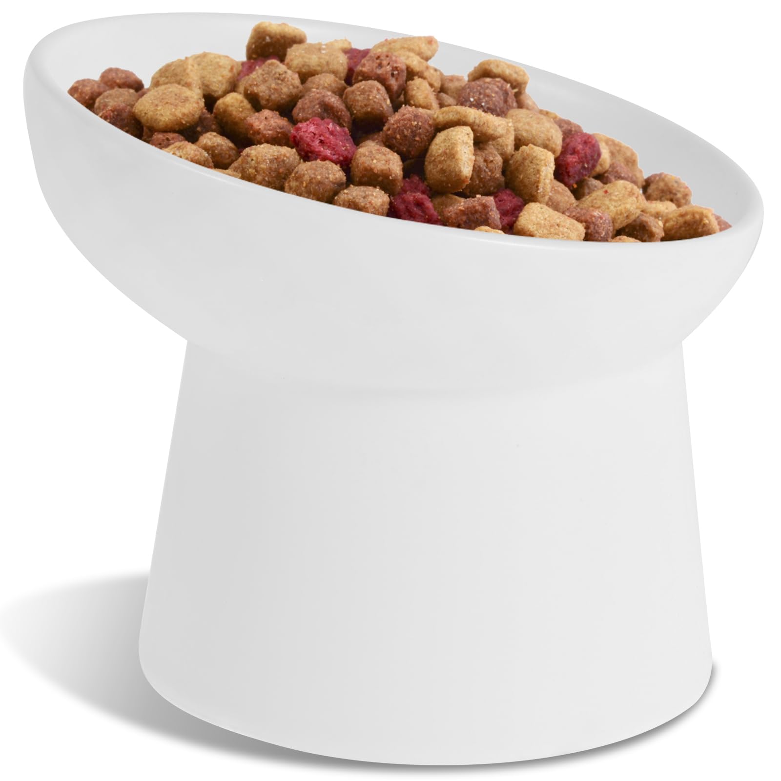 Anti-vomit Raised Cat Food Bowl, 15 Degrees Elevated Ceramic Cat Bowls, Extra Wide Tilted Pet Bowl for Food and Water, Protect Neck Spine for Cats and Small Dogs