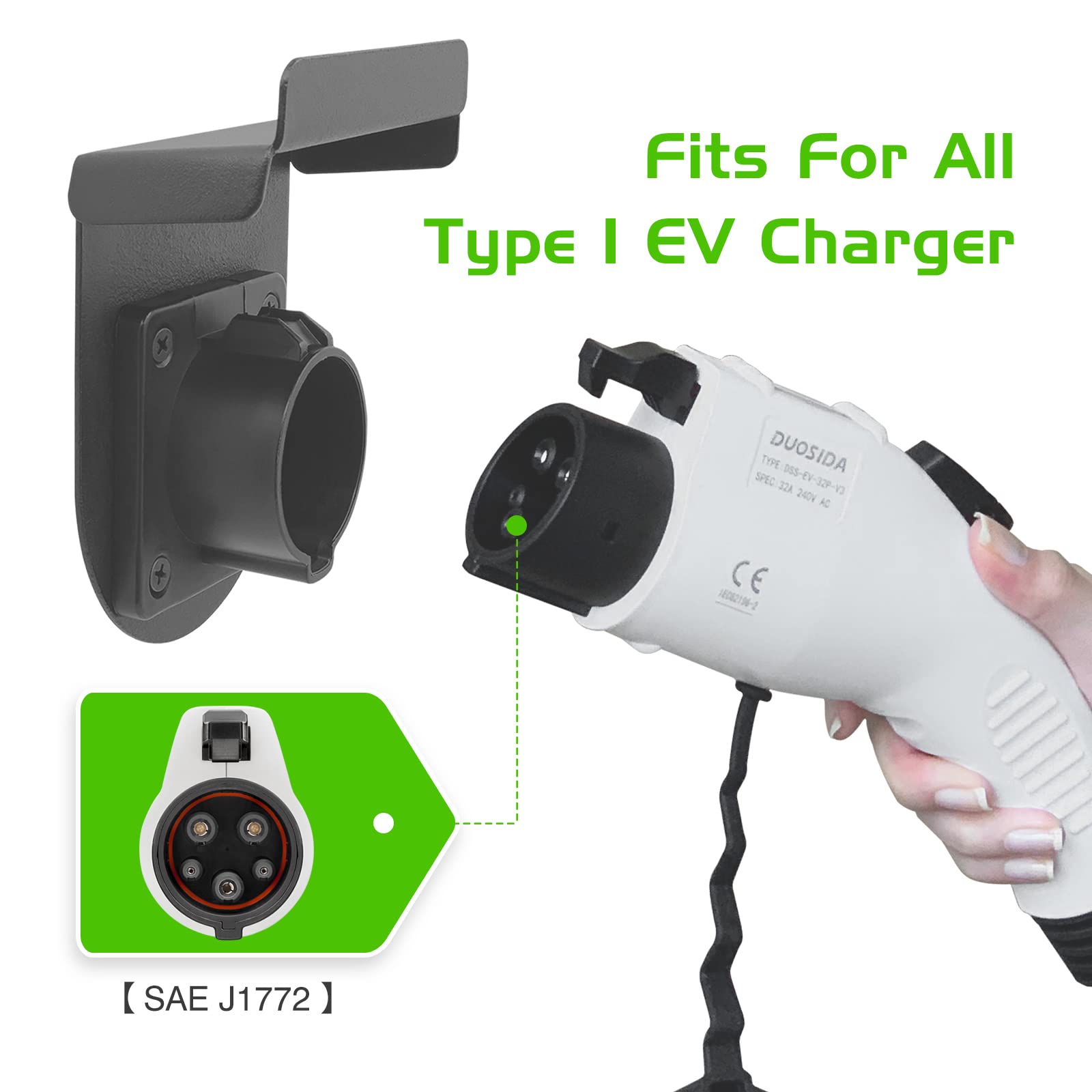Buy ZENCAR EV Charger Holder Holster Type 1, Electric Vehicle Charger Holder, EV Charger Plug