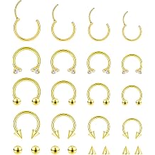 16G Hinged Clicker Segment Septum Rings Stainless Steel CZ Septum Jewelry Horseshoe Nose Lip Ring with Replacement Balls 3mm Cartilage Helix Tragus Earrings Daith Piercing Jewelry 6/8/10/12mm