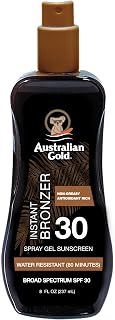 Australian Gold Spray Gel Sunscreen SPF 30 with Instant Bronzer, 8oz | Hydrating, Broad Spectrum, Water Resistant, Non-Greasy, Oxybenzone Free
