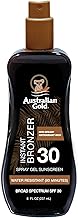 Australian Gold Spray Gel Sunscreen with Instant Bronzer SPF 30, 8 Ounce | Moisturize & Hydrate Skin | Broad Spectrum | Water Resistant | Non-Greasy | Oxybenzone Free | Cruelty Free