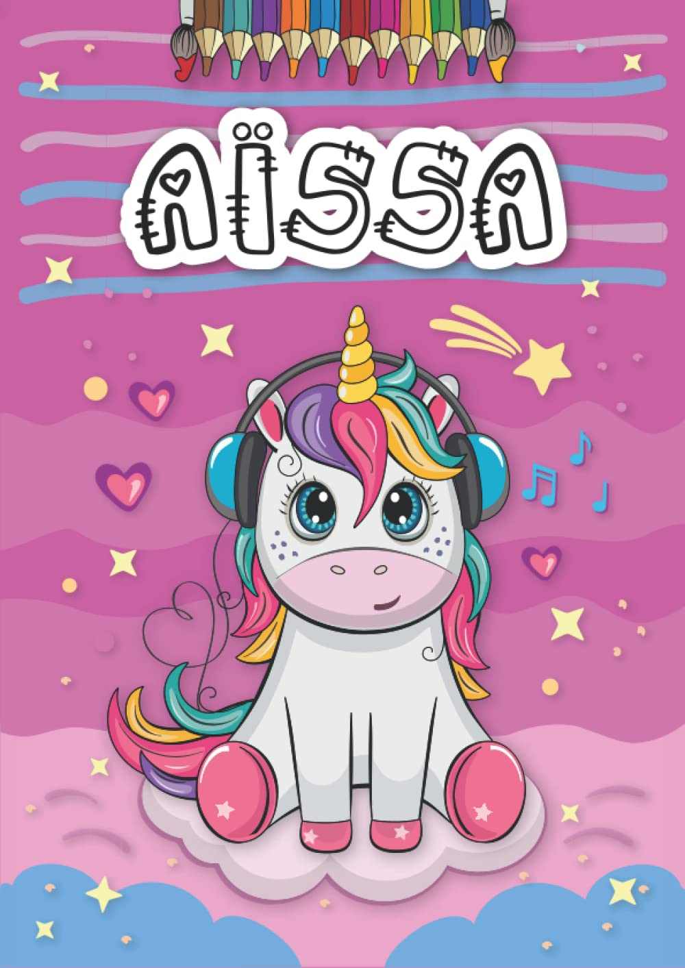 Aïssa: Livre de coloriage personnalisé pour Aïssa | Licorne | Cadeau d'anniversaire pour fille ... | 4 à 8 ans | 25 motifs de licorne avec le prénom Aïssa, Grand format A4 (21 x 29.7 cm)