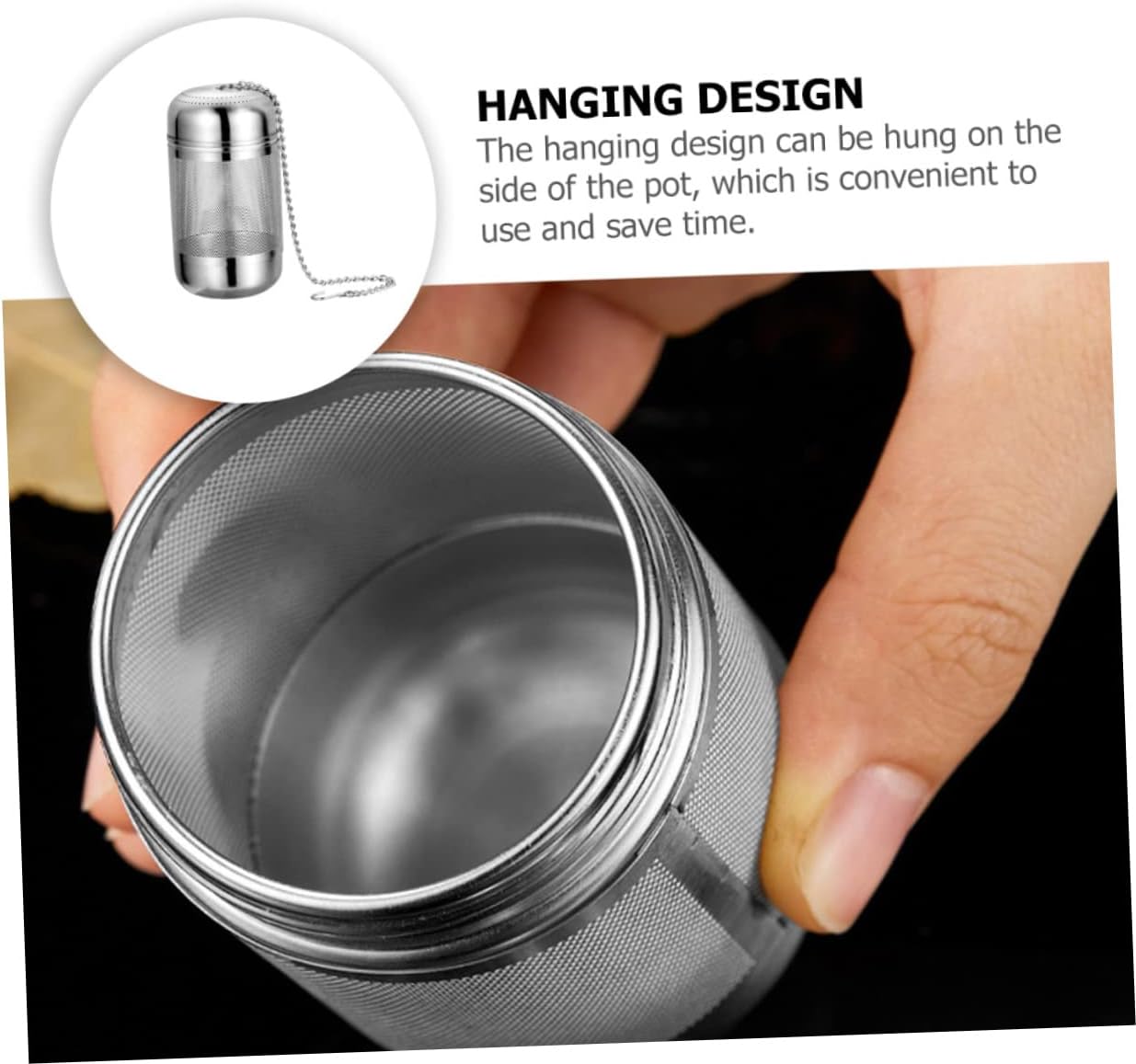 SECFOU Stainless Steel Tea Infuser Ball Seasoning Strainer for Soup Spice Orbs for Cooking Hanging Chain Filter for Loose Tea Chinese Medicine Brine 3.14 X 1.57 X 1.57 in