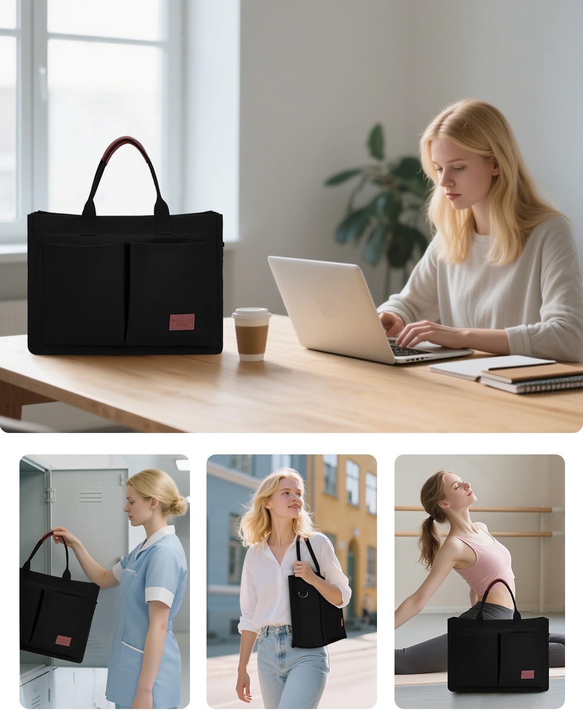 Fiotetto. ......Wandering Nature Women's Canvas Tote Bag, Laptop Work Bag with 2 Cup Holders, Shoulder Bag for Nurse and Teacher.