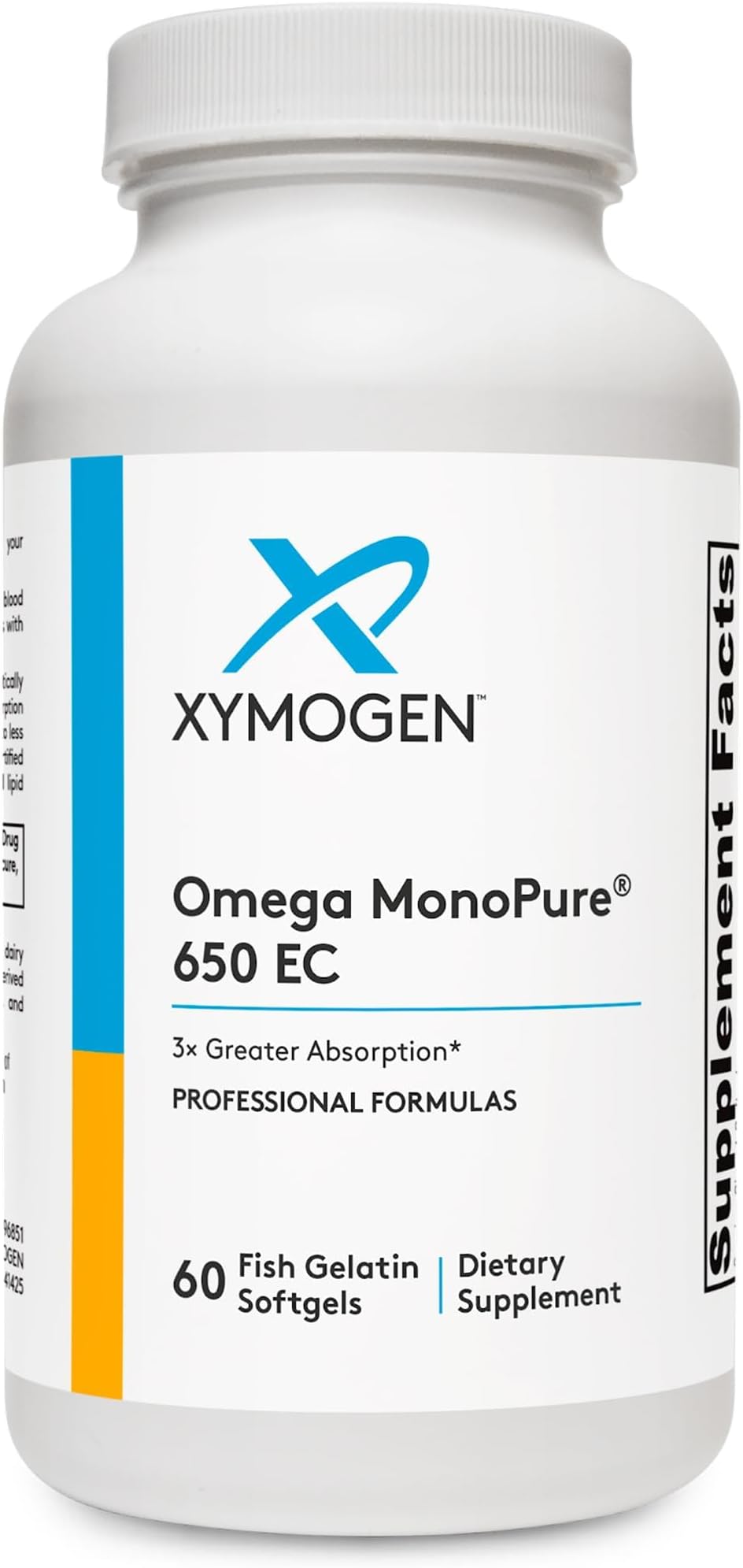 XYMOGEN Omega MonoPure 650 EC - Heart & Brain Support - DHA & EPA Omega-3 Fish Oil - Monoglyceride High Absorption Softgels - Enteric Coated - 60 Softgels
