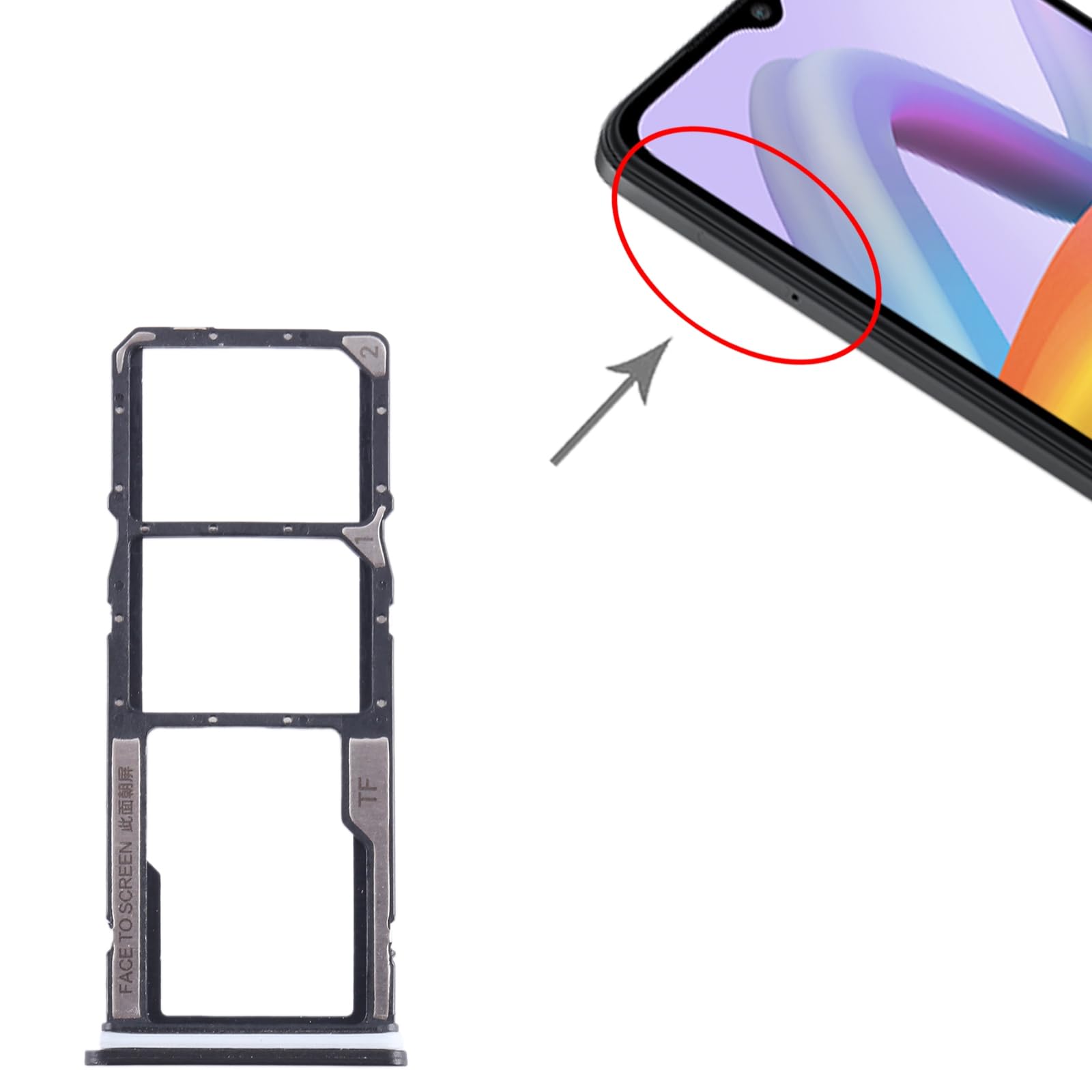 Carrello Vassoio tray Compatibile con Xiaomi Redmi A2 23028RN4DG 23026RN54G / A2+ / A1 220733SI / A1+ 220733SFG porta scheda Sim1+ SIM 2+ SLOT SLITTA Alloggio Micro Sd CARD (Nero)