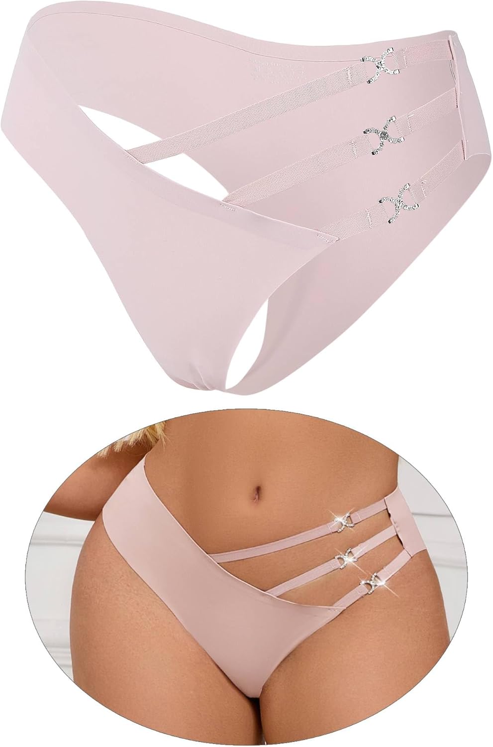 ohyeah Seamless Underwear for Women No Show Stretch Bikini Panties Invisible Hipster Briefs with Cotton Crotch S-2XL