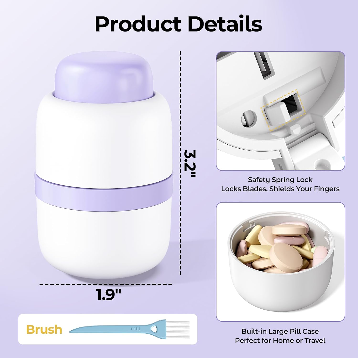 Daviky Pill Cutter 1/4, Adjustable Pill Cutter Splitter for Small and Tiny Pills with Accurate Alignment, Dual Safety Blades, Tablet Cutter for Small or Large Pills, Vitamins, Medication