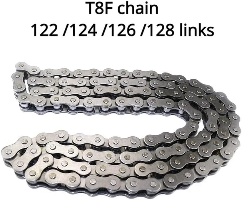 T8F Chain 122 124 126 128 Links for Dirt Bike Quad ATV 47cc 49cc Pocket Bikes(128 Link)