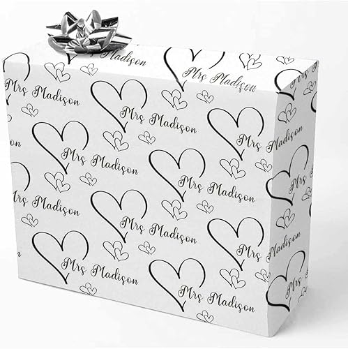 Miniatura 9 de Hoja de papel de regalo de boda personalizada con nombre para novia, novio, día de San Valentín, boda, fiesta, felicitaciones por el día de tu boda,