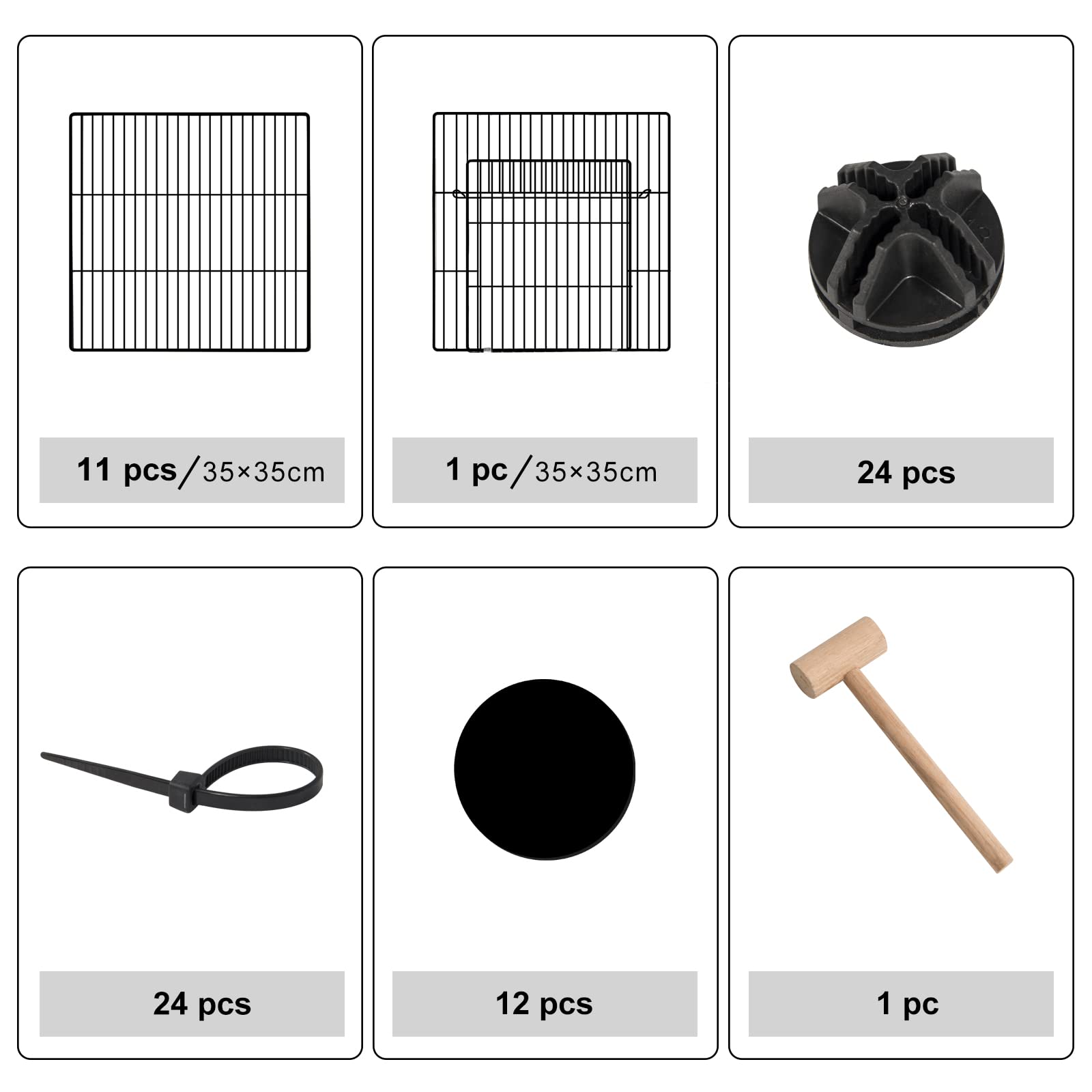 EUGAD Recinto para Cobayas Parque para Conejos Vallas para Conejos Jaula para Mascotas Hámster Gatito Cachorros Metálica con Puerta DIY 12 Paneles Negro 142x72x36 cm