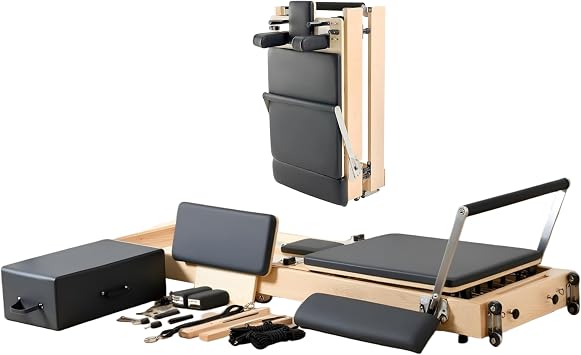 Reformer Pilates Machine, Wooden Reformer Pilates Reformer Bundle with All Accessories for Home And Gym
