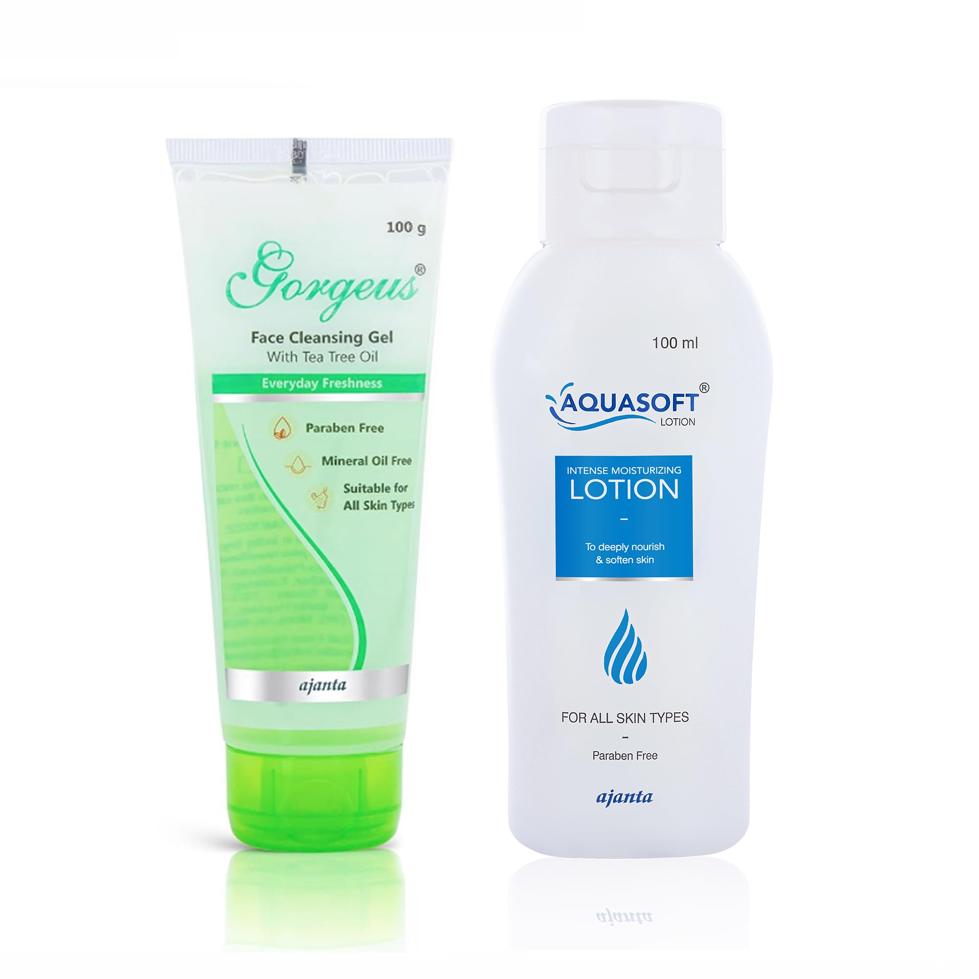Gorgeus Face Cleansing Gel with Tea Tree Oil Soap Free 100g + Aquasoft Moisturising Lotion 100ml Clarifying Daily Cleanser & Lightweight Non-Greasy Fluid Hydration Sebum Control Skincare Routine Kit-image-46