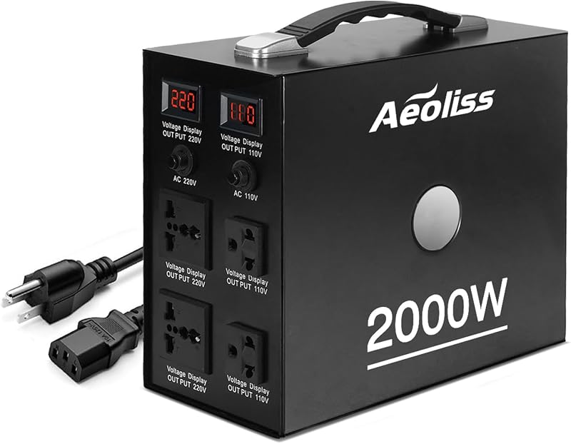 Voltage Converter Transformer 110V to 220V/220V to 110V International Universal Voltage Converter US to Europe Power Strip Plug Transformer Step Down Outlet Converters