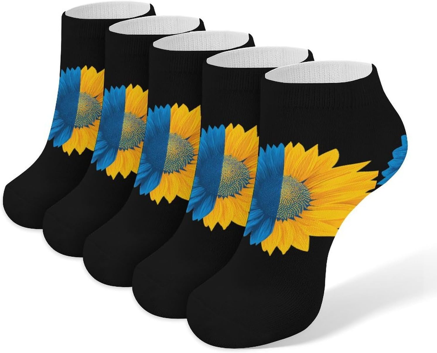 Ukraine Sunflower Flag Socks for Men Women 5 Pairs Ankle Socks