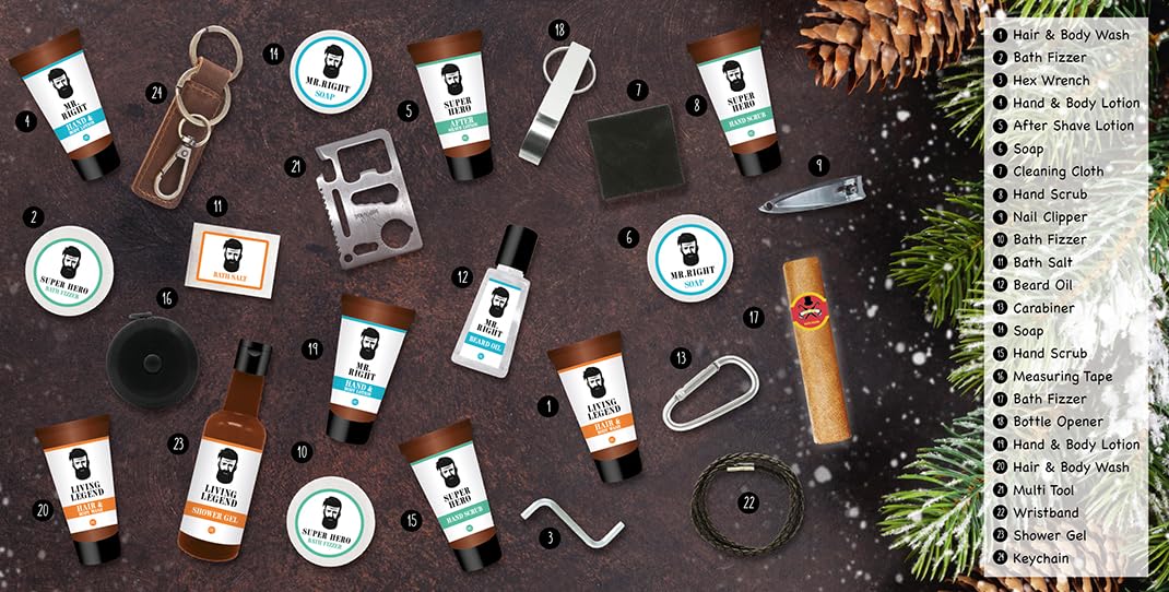 Men Book Body Care Calendario dell'Avvento da uomo del 2024 apertura a libro
