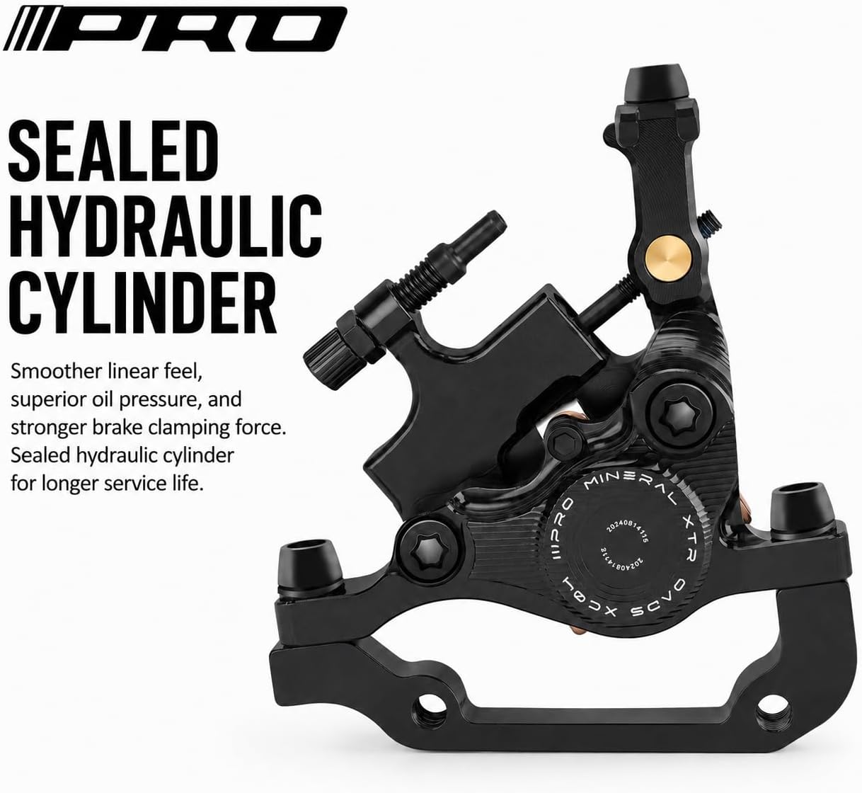 XC04 Hydraulic Disc Brake Caliper, Flat Mount Road Bike Brake, CNC 2-Piston Oil Brake System, Smooth & Powerful Stopping, Compatible with 140/160/180mm Rotors, for Road & Gravel Bikes