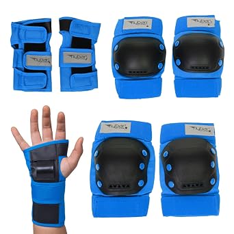 Flybar Kids Knee Pads and Elbow Pads Set, Wrist Guard for Roller Skating, Skateboard Pads, Multi Sports Protective Gear, Adjustable Velcro Straps, Impact Resistant, Heavy Duty Breathable Material