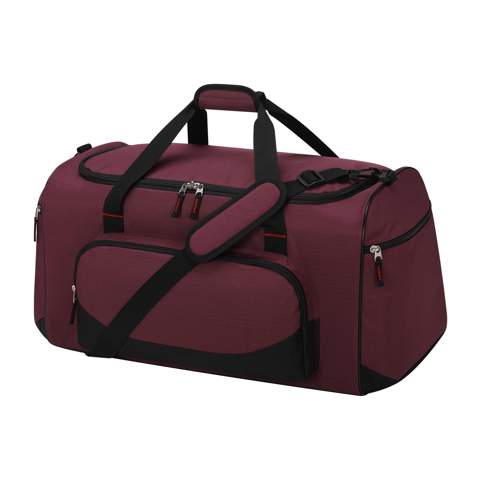 LONALIA 65L Travel Duffle Bag for Men - 24 inch Large Sports Holdall Bag for Overnight Football Weekend (Burgundy)