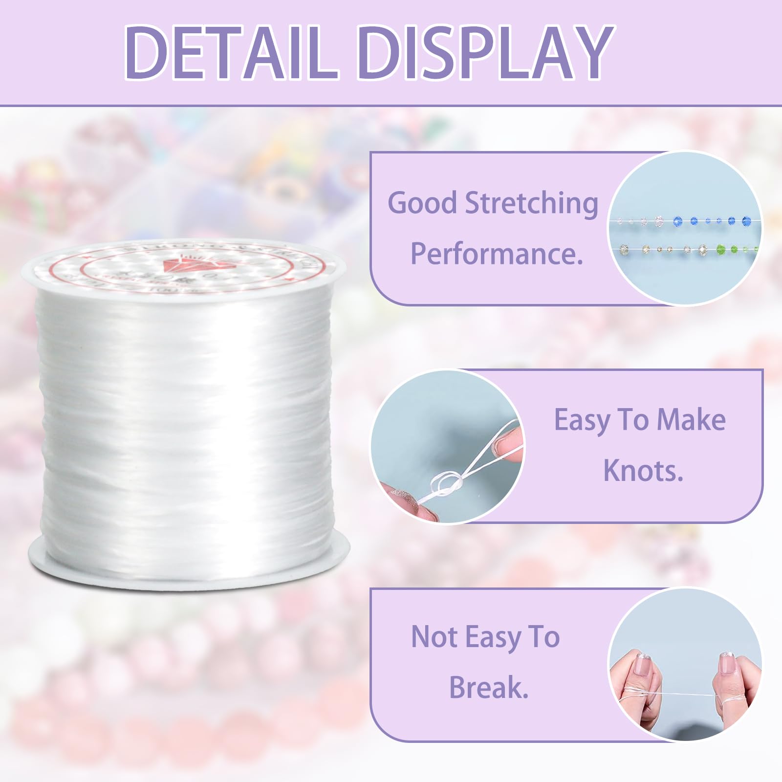 4 Rolls 1mm Elastic String For Bracelets White 656Ft Stretchy Cords Stretch Bead Cord Elastic Beading Thread for Bracelet Necklaces Clay Beads Jewelry Making - Image 4