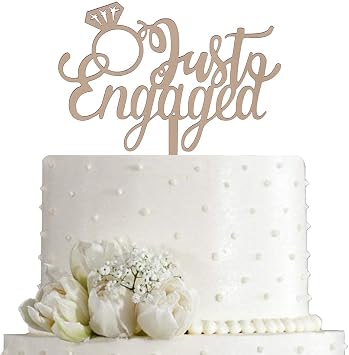 Just Engaged Cake Topper, Were Engaged Cake Topper for Engagement Party Decoration, Mirror Rose Gold Acrylic