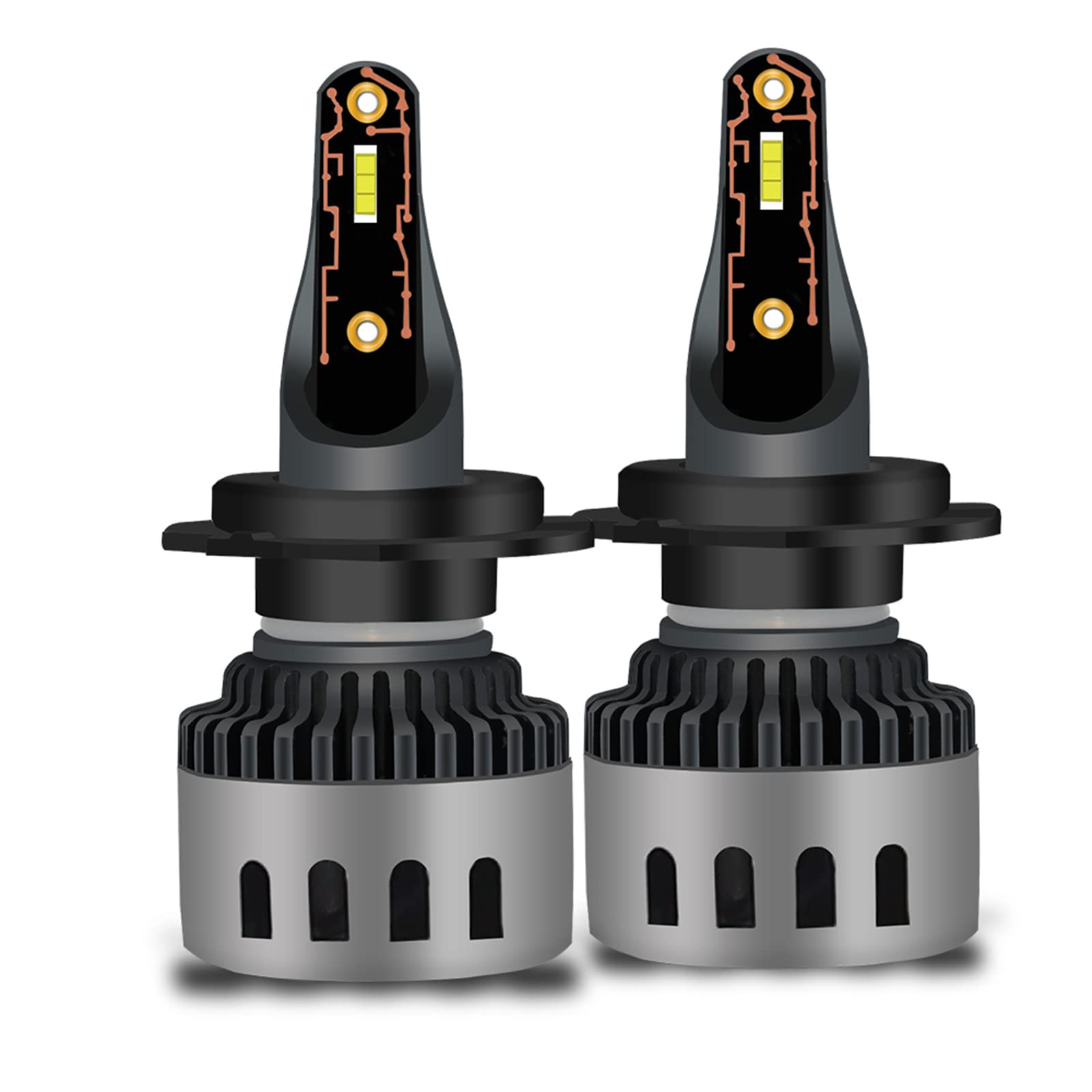Lampadine Per Fari A LED, Kit Di Conversione Per Fari A LED Super Luminosi Da 60 W 20000 Lumen 6000 K Bianco Freddo IP68 Impermeabili, Confezione Da 2,H7