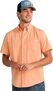 HUK Men's Kona Solid Short Sleeve Fishing Button Down Shirt