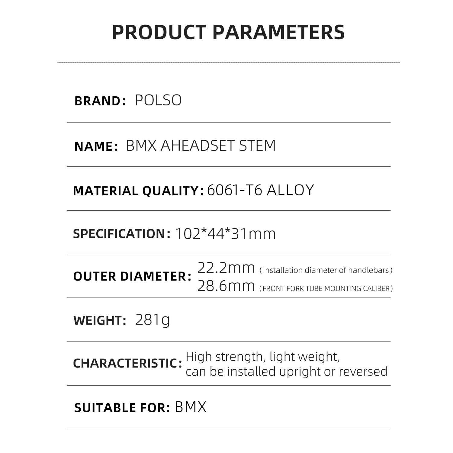 Dimension Threadless Stem: 60mm; 83/97 Degree; 31.8; Black