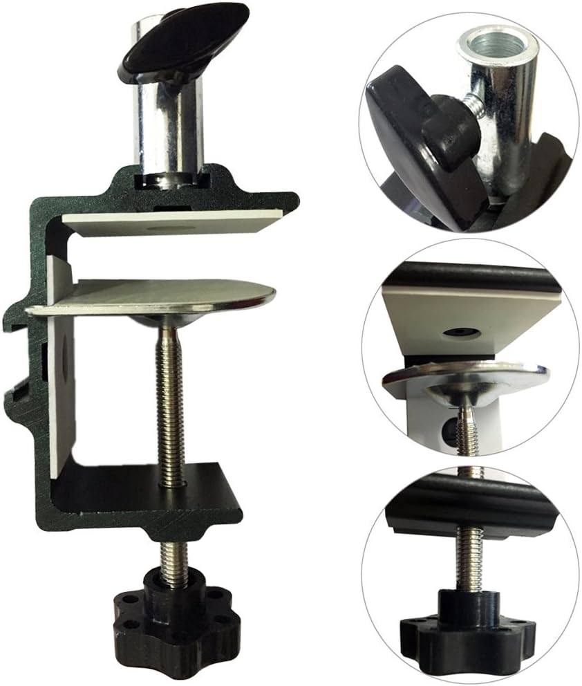 Etubby [Heavy Duty] Two-way Metal Table Clamp, Mic Stand, Desk Lamp Stand, Tablet Mount, Phone Bracket Clamp, Desktop Work Light Mounting C-Clamp, Fits up to 6.3cm Desktop & 1.25cm Base Bar
