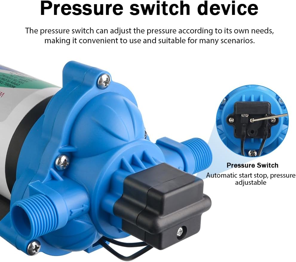 110V AC Electric High Voltage Diaphragm Pump, 4.0GPM, 45PSI, In line Water Transfer Pump, Camping Water System, Garden Hose and Pump Demand Water Pressure Boosting Pump