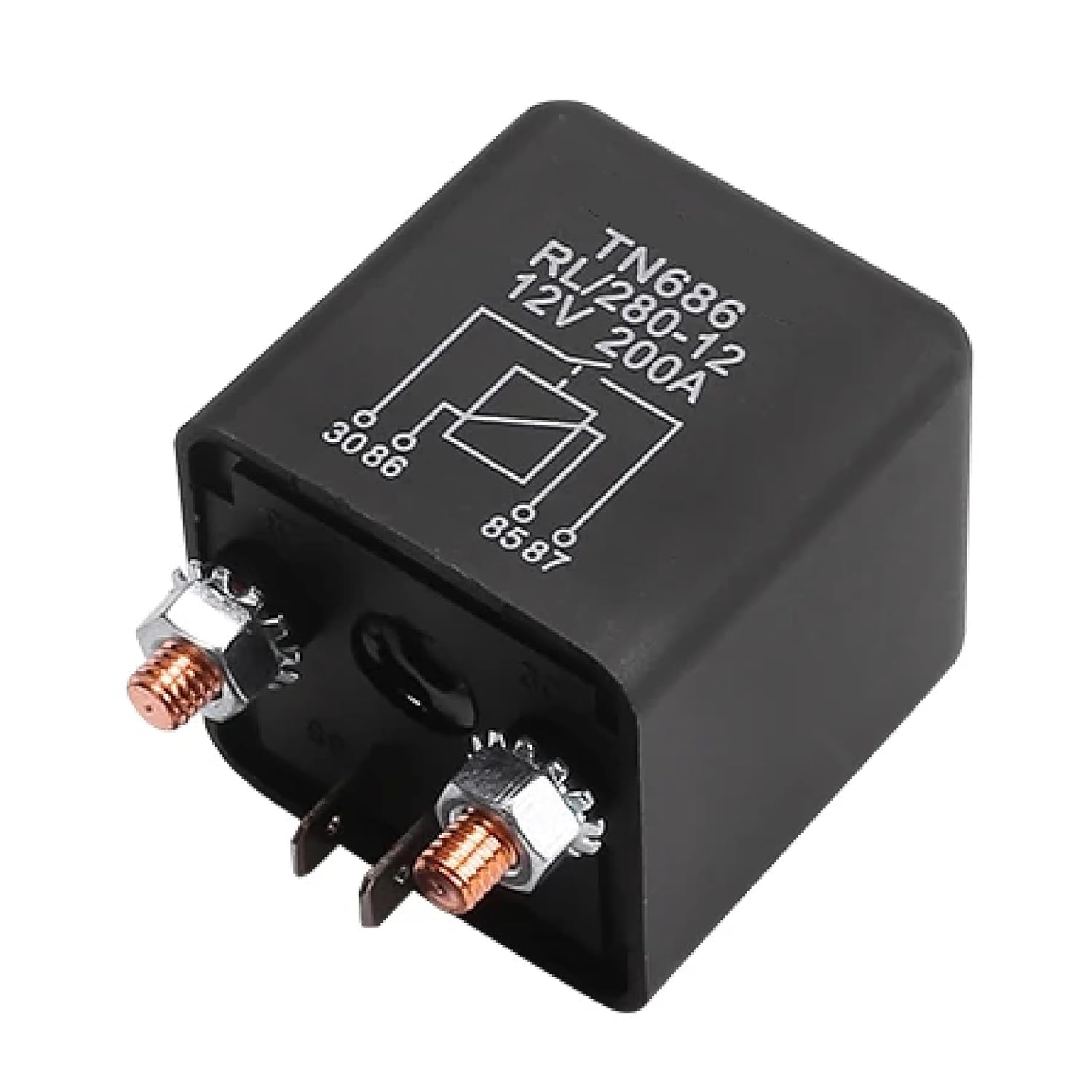 TN686 Automotive Power Relay, 12V DC 200A Heavy Current Starting Relay, Black, Compatible with Cars and Trucks, Model RL/280-12 (48V 200A)