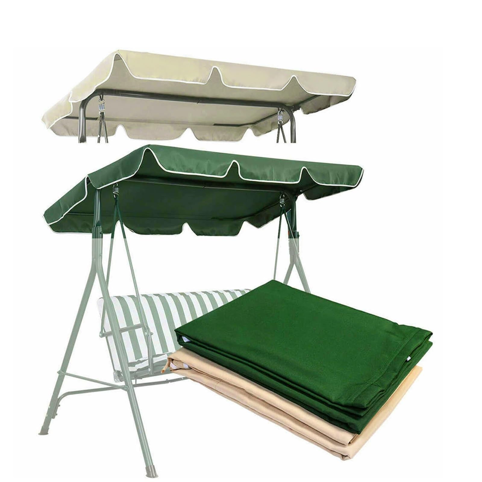 Toldo de Repuesto for Columpio de Porche, Impermeable, Bloque UV, Techo de jardín al Aire Libre for Columpios de Banco, Tela de poliéster Que se Adapta a la mayoría de los Marcos