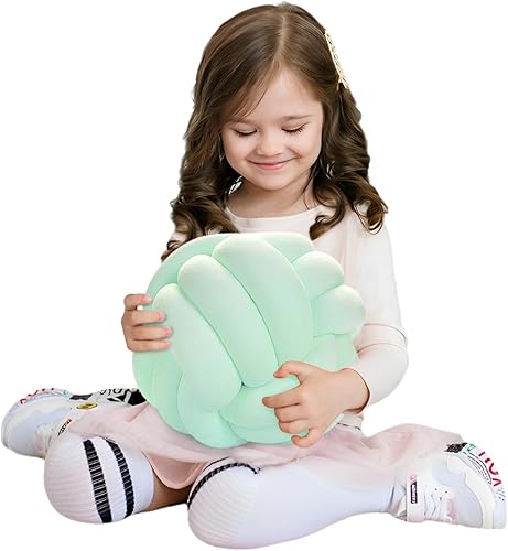 Miniatura 1 de Almohadas de nudo, cojín redondo para decoración del hogar, almohada de felpa suave, hecha a mano para decoración de habitación de niños, almohada