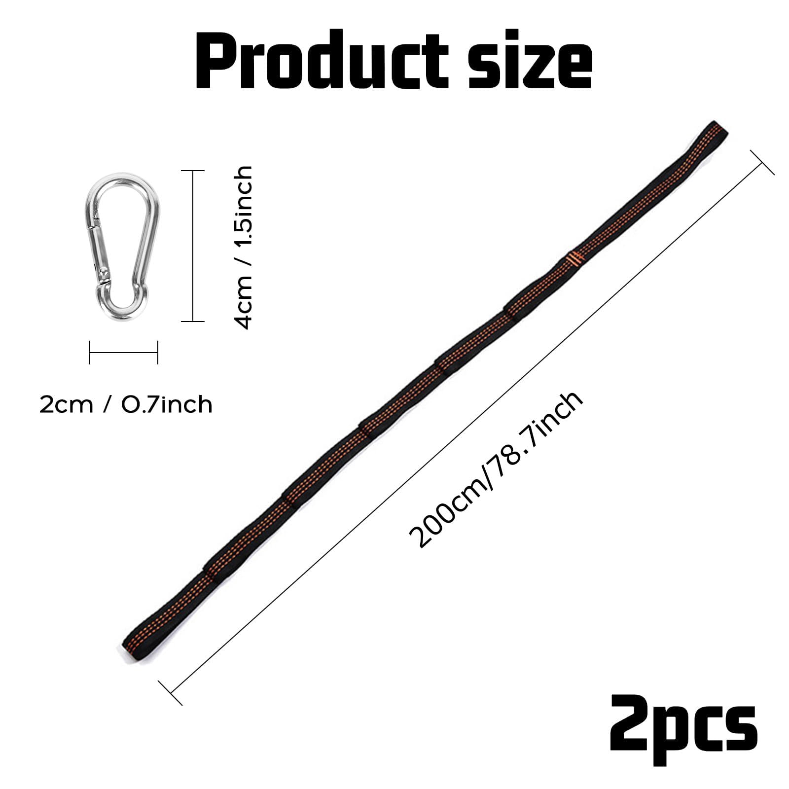 Juego de fijación para hamaca, kit de cuerda de suspensión, juego de suspensión de 300 kg con correas para árbol, fijación de columpio para hamaca de barra, cuerda de hamaca con 2 mosquetones