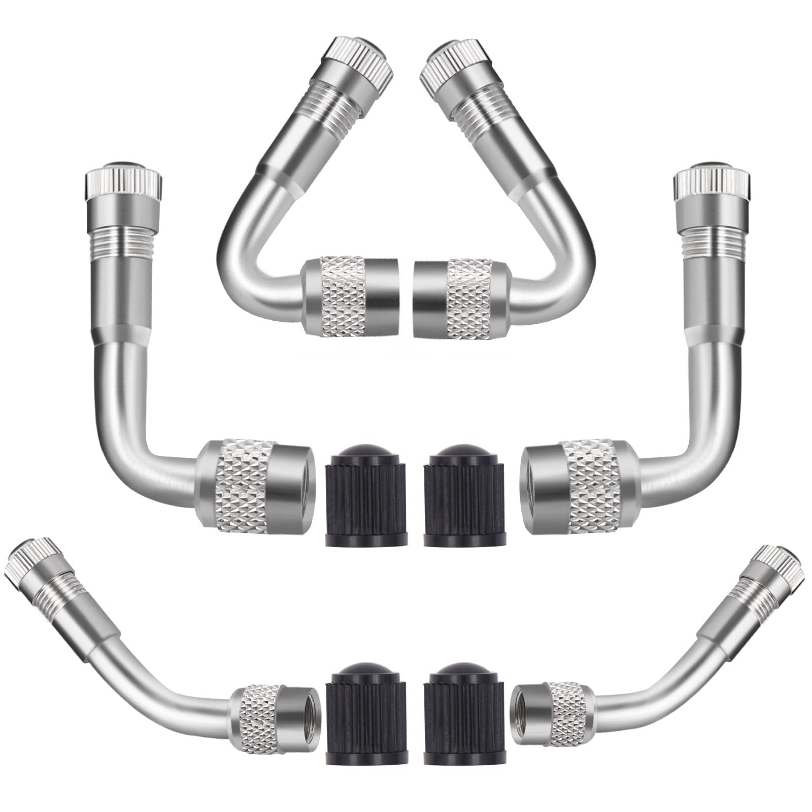SAFELIFE Valve Stem Extenders 6 Pack, 45 Degree 90 Degree 135 Degree Metal Schrader Tire Valve Extension,Compatible for Dually Wheels Passenger Cars,RV,Stroller,Bicycles,Motorcycles and Trailers
