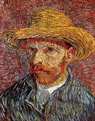 Peintures Autoportrait avec chapeau de paille Van Gogh l'émotion de l'huile sur toile