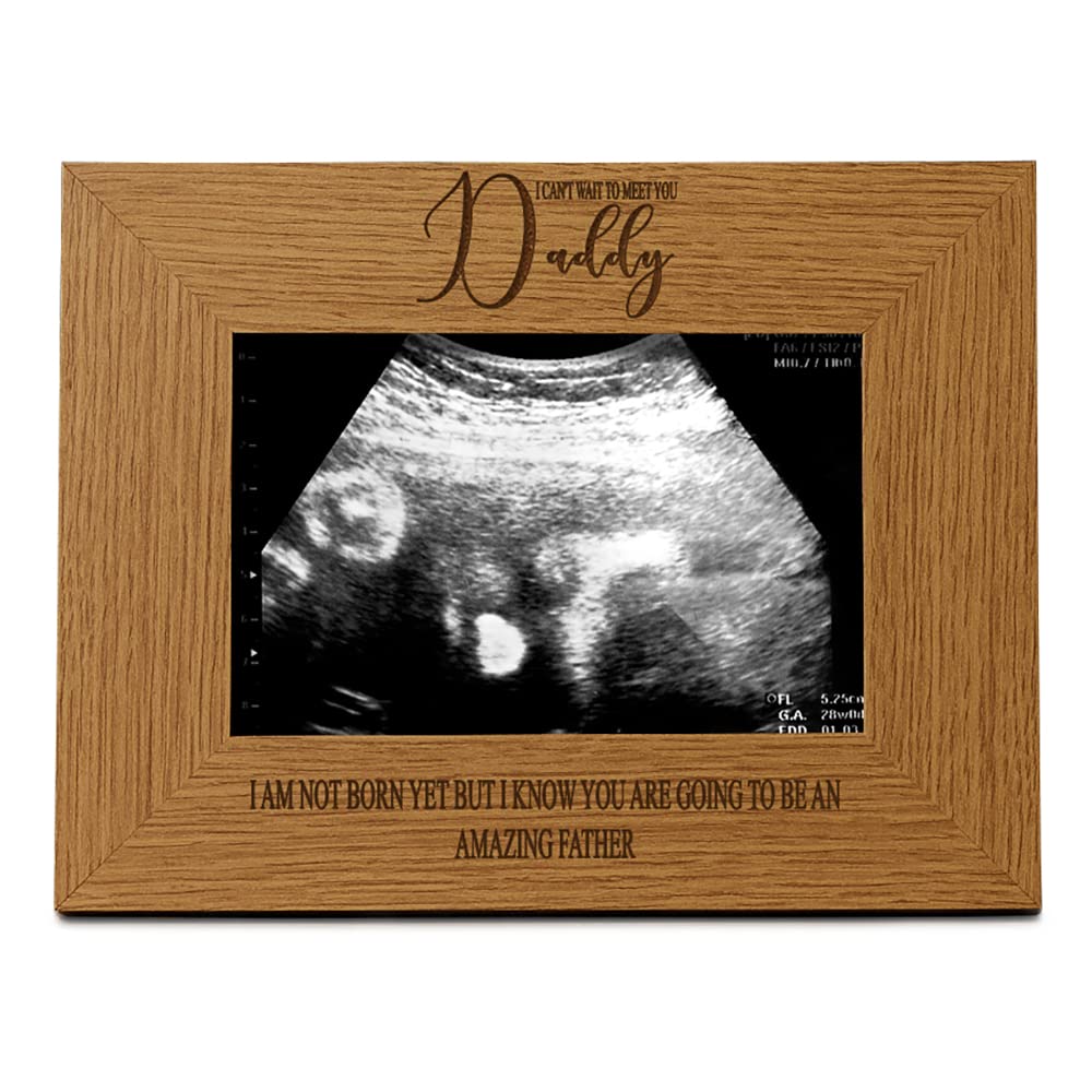 Ukgiftstoreonline Brown Dad To Be Wooden Baby Scan Photo Frame Gift