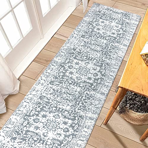 Homcomoda Distressed Runner Rugs for Hallway 65x240cm Non Slip Hallway Runner Rug Washable Soft Bedroom Runner Rug Low Pile Carpet Runner for Hallway Entryway Bedroom Kitchen