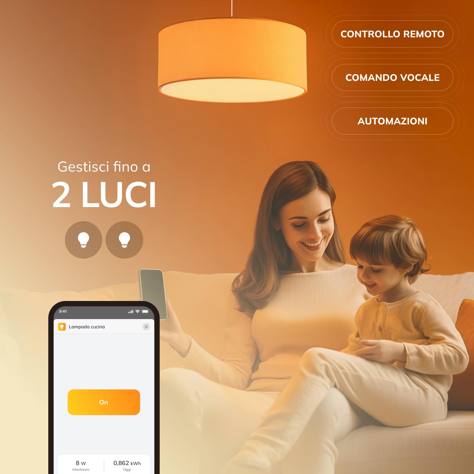 Freedompro Interruttore Smart WiFi Comanda 2 Luci, Lampade, Faretti, Punti Luce, Modulo Smart Home MINI Relè Compatibile con Matter, Apple HomeKit, Alexa, Google Home, 110-240V 14A Scatola da Incasso