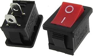 uxcell 20 pcs x Red Button 2 Pole SPST ON-Off Mini Boat Rocker Switch 10A/125V 6A/250V AC