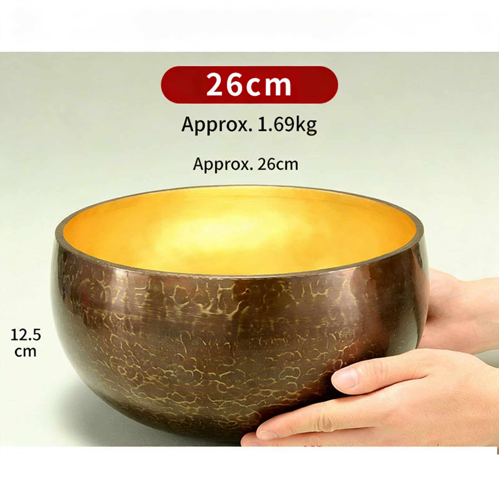 Set di campane tibetane – facile da suonare per principianti – con cuscino in seta e mazzuolo, regalo per meditazione e guarigione del suono (26 cm)
