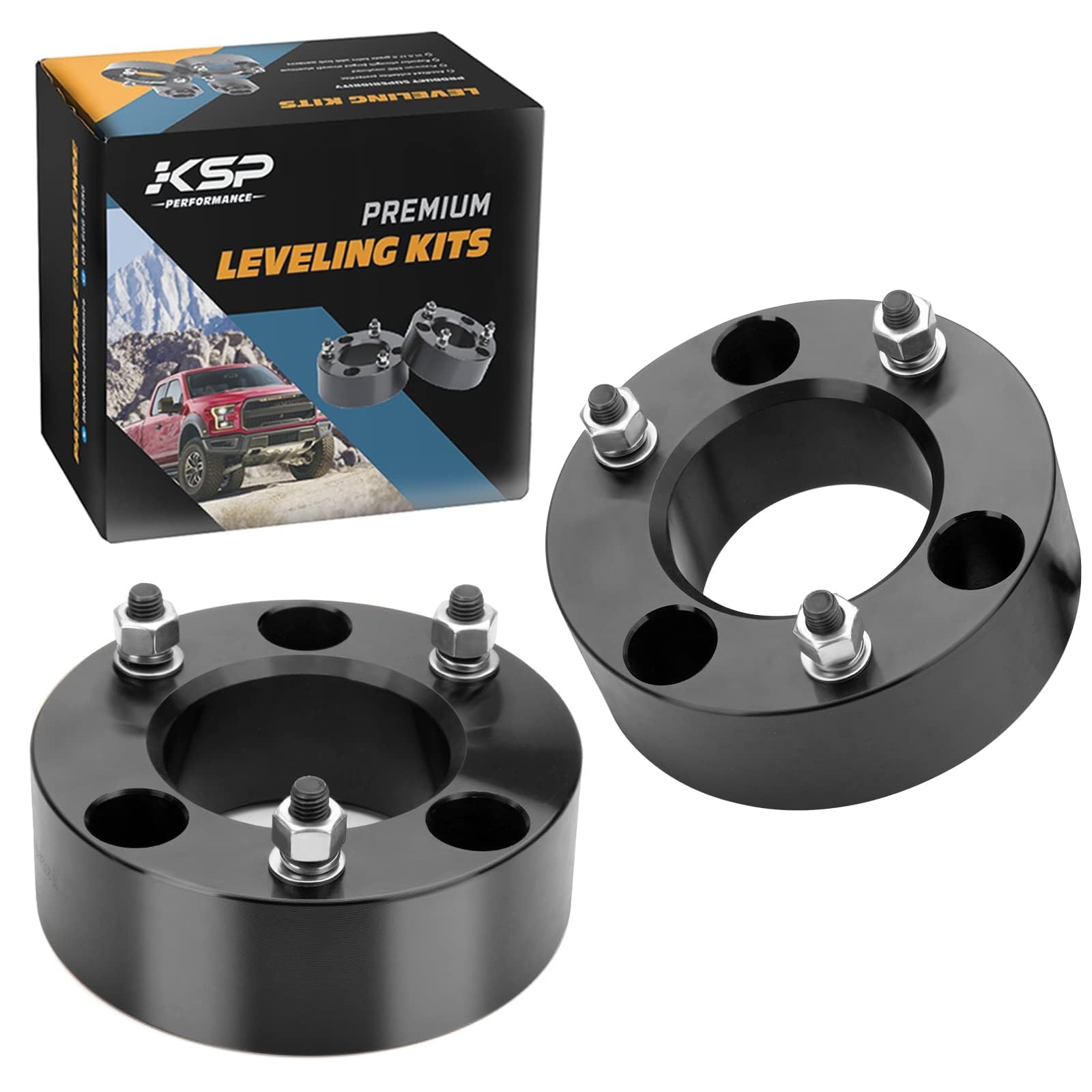 KSP 3インチ レベルリフトキット F150 2004-2025インチ フロントレベリングリフトキット Expedition 03-18、Mark LT 2005-2008、アルミニウム鍛造ストラットスペーサー レイズザトラック 3インチ 2個パック