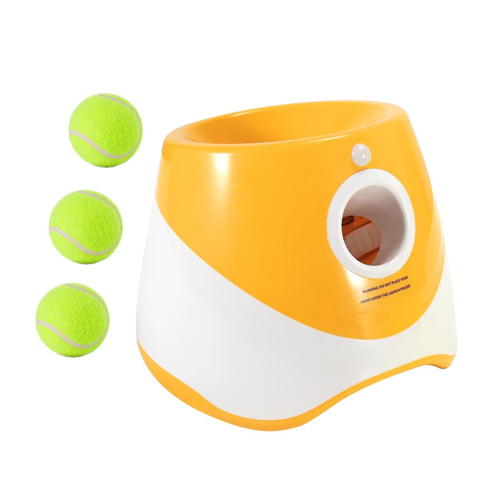 Lanceur de balle automatique pour chiens avec 3 balles interactives pour petits jouets orange