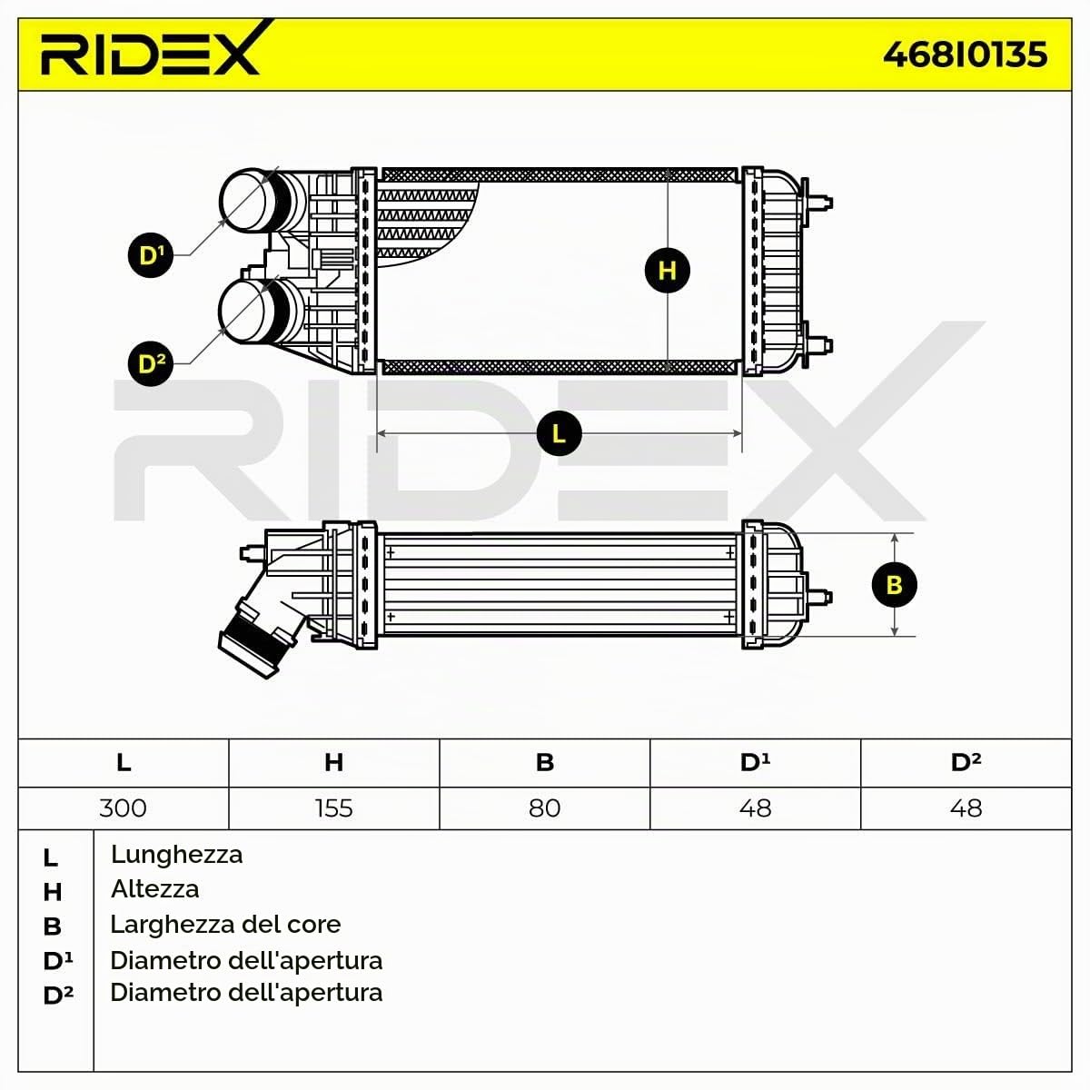 RIDEX 468I0135 Intercooler Compatibilità con PEUGEOT 207 WA, WC