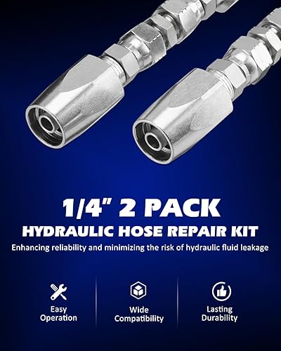 Miniatura 7 de SPARKWHIZ Kit de reparación de manguera hidráulica de 38 pulgadas de diámetro interior, compatible con mangueras hidráulicas R2, R16, R17, R19 de 2