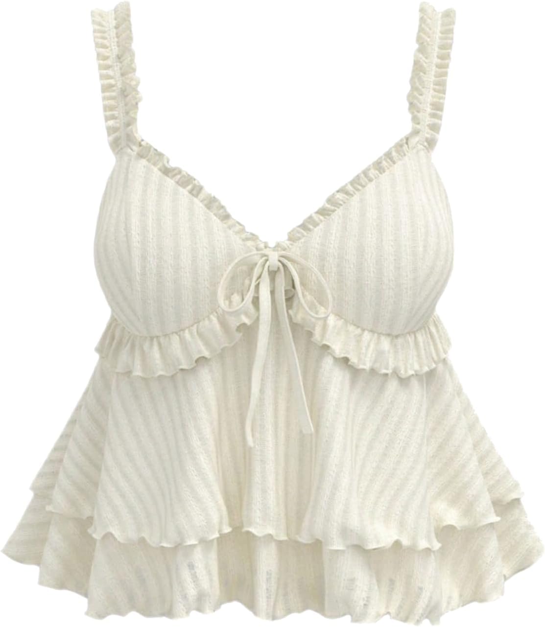 Milumia Women Tie Front Peplum Top Cute Summer Going Out Flare Hem Ruffle Cami Tops