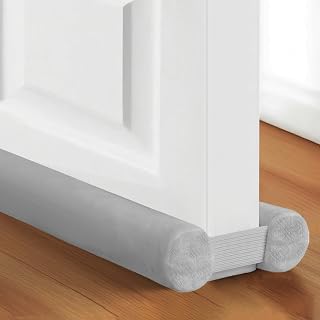 Thin Velvet Under Door Draft Stopper, Windproof Door Cover - Fits 30” to 36” Door, Soundproof Door, Adjustable Fit – Double Side Block Design, Keeps Noise,Smell,Light and Warm/Cold (Gray, 30" to 36")