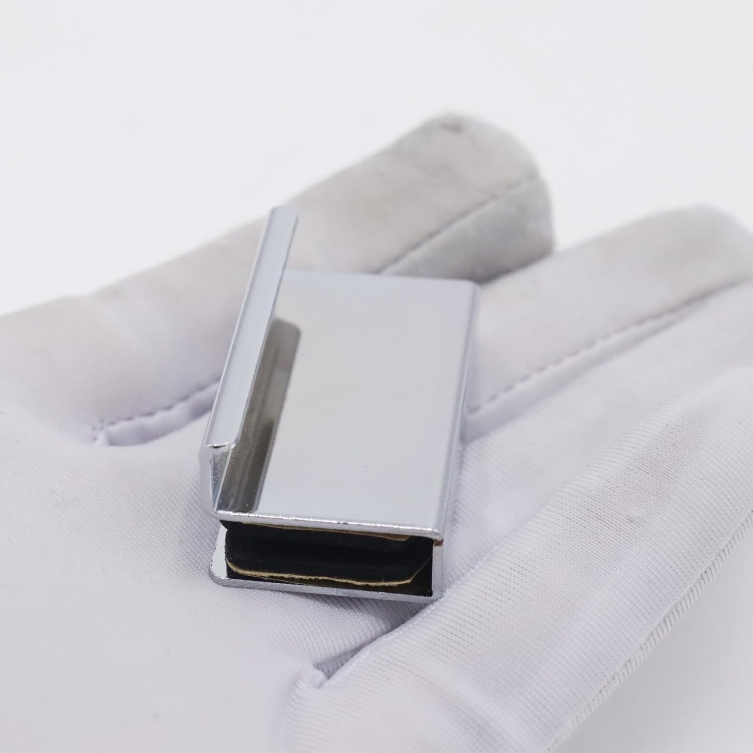 6Pcs 1.6" Polished Chrome Glass Finger Edge Pull Clips, Cabinet Door Window Display Handle Clips, Silver