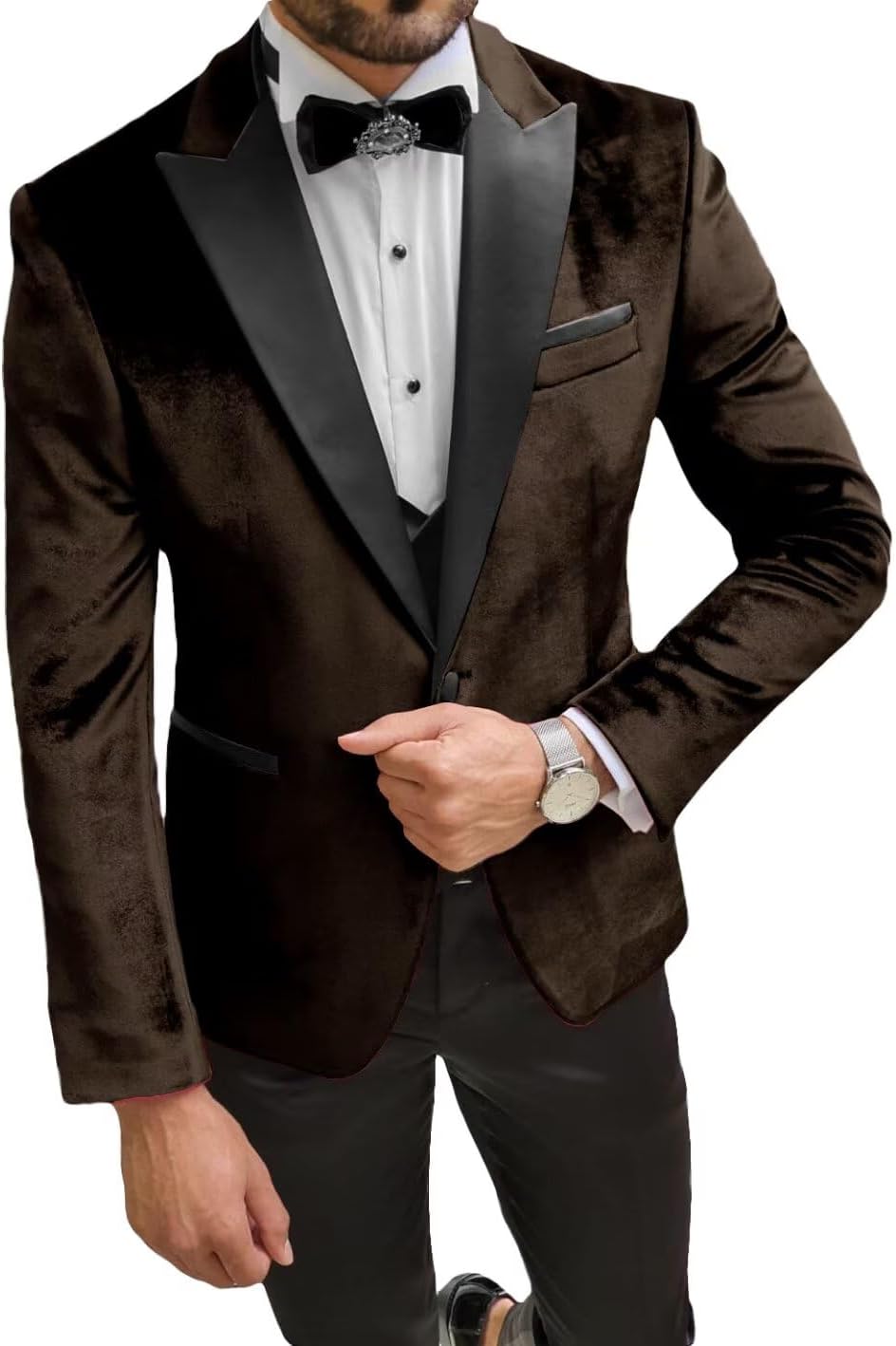 Velvet Blazer for Men Slim Fit One Button Blazer Sport Coat Suit Jacket for Prom Wedding Party Dinner