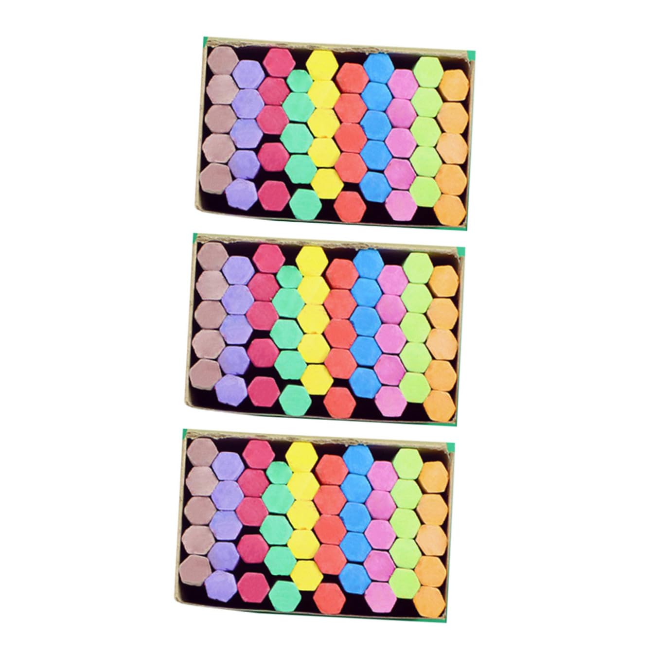 Craies Colorées sans Poussière 3 Boîtes Écriture Lisse et Facile à Effacer Hexagonales pour Tableau Noir Adaptées aux Enseignants et Garçon et Filles, Usage Intérieur